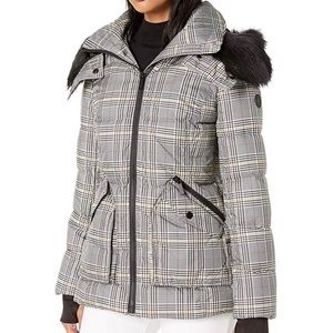 French Connection Plaid Trimmed Quilted Jacket